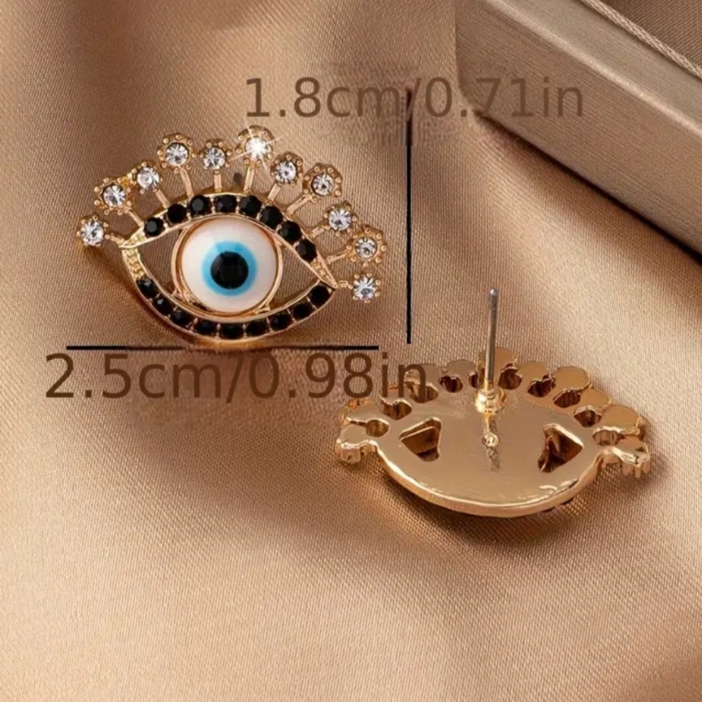 Evil Eye Goldtone & Rhinestone - Picture 5 of 5